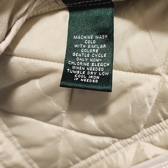 Lauren, Ralph Lauren quilted vest,  women's size medium, ivory/tan - Picture 7 of 8